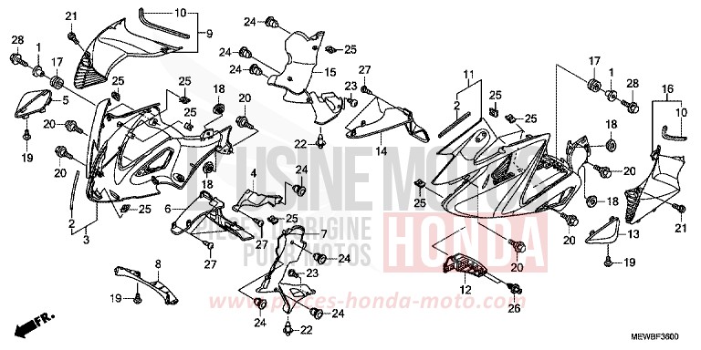 MIDDLE COWL for Deauville ABS SPANGLE SILVER METALLIC (NHA49) from 2011